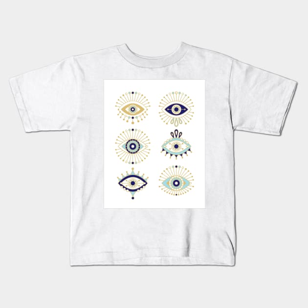 evil eyes Kids T-Shirt by CatCoq